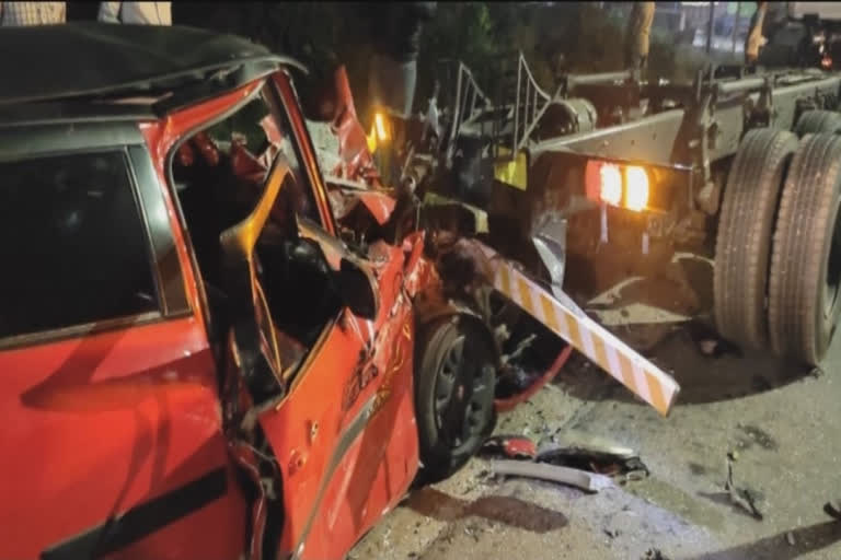 Car collided with a parked truck