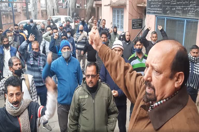 Jal Shakti Employees Protest in Udhampur