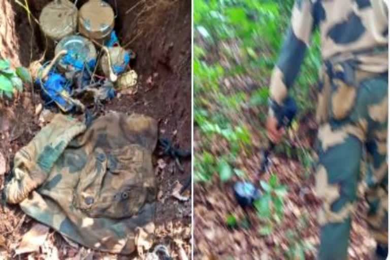 Maoist Dump found: ସ୍ବାଭିମାନ ଅଞ୍ଚଳରୁ ବିପୁଳ ପରିମାଣର ମାଓ ସାମଗ୍ରୀ ଜବତ କଲା BSF