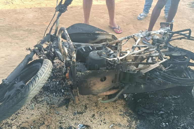 Anti social elements set fire to the bike