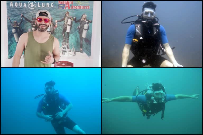 Actor Diganth Scuba Diving At Murudeshwar