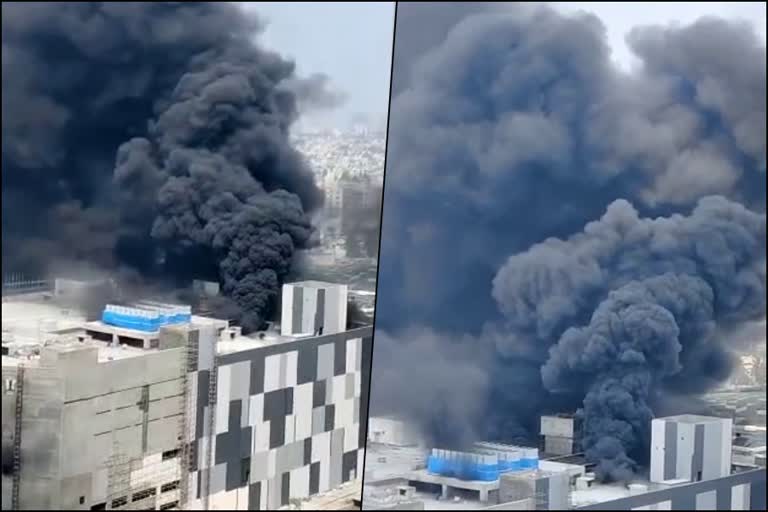 Fire in a under construction apartment building in bengaluru