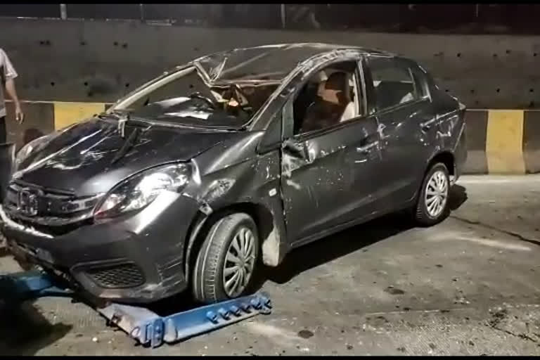 LB Nagar Car Accident , car collided with a divider