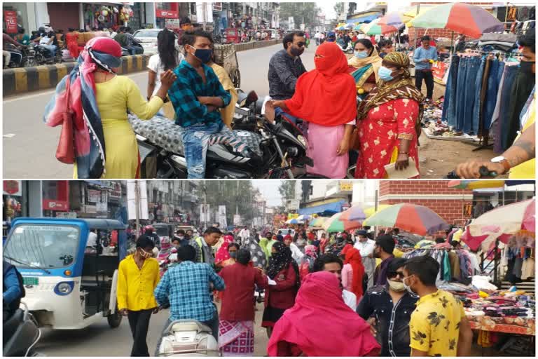 Increasing crowd in Raipur markets