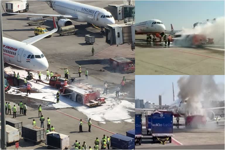 pushback vehicle Air India flight at Mumbai