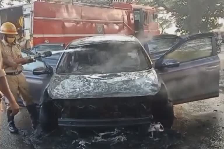 Sudden fire in car at mysore