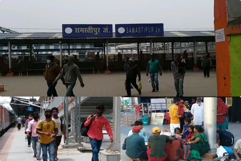 समस्तीपुर स्टेशन पर अन्य राज्यों से आने वाली ट्रेनों में बढ़ी भीड़