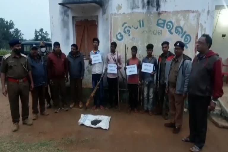 hunters arrest for wild meat seized  in rairangpur