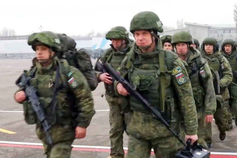 The Russian troops were sent as peacekeepers by the Collective Treaty Security Organization