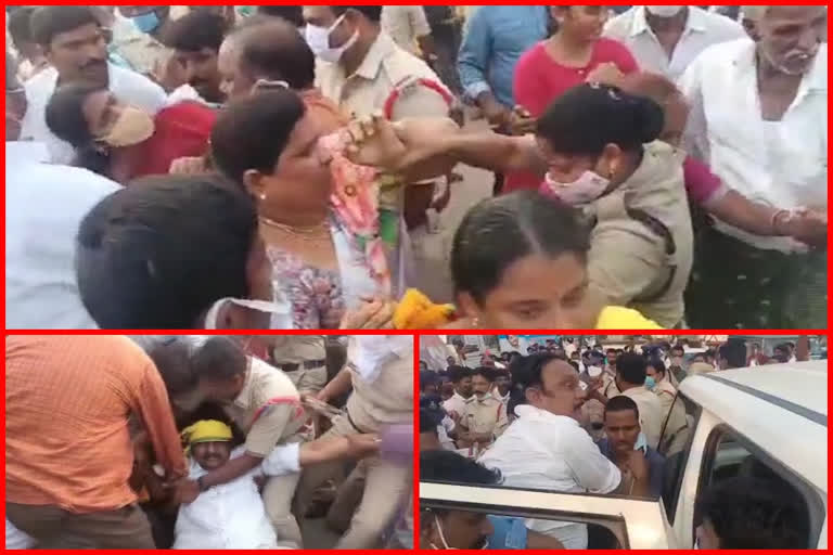 TDP leaders dharna at Jonnalagadda