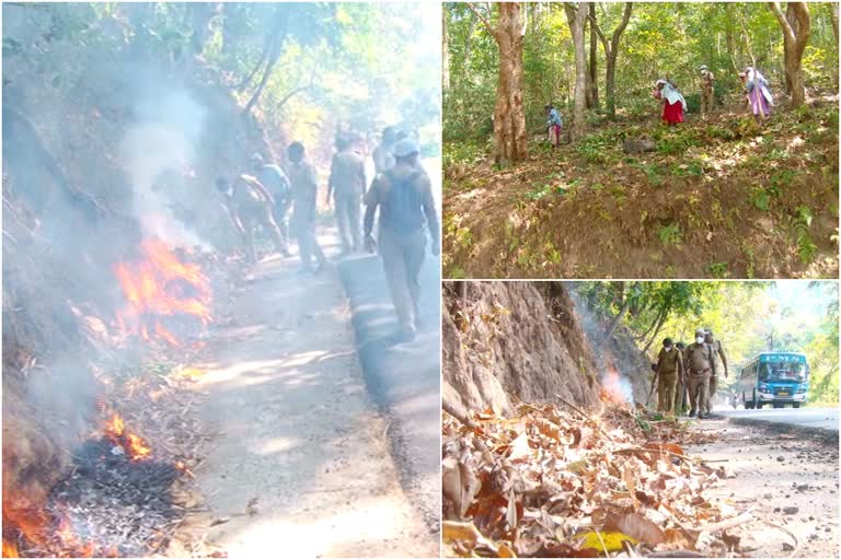 Forest Department make fire line in fire zone areas  fire line in fire zone areas  FOREST FIRE  fire line in eranakulam  Wildfire resistance in kerala  കാട്ടുതീ പ്രതിരോധം  ഫയർ സോൺ പ്രദേശങ്ങളിൽ ഫയർ ലൈൻ തീർത്ത് വനം വകുപ്പ്  കാട്ടുതീ തടയാൻ ഫയർ ലൈനുമായി വനം വകുപ്പ്  നേര്യമംഗലത്ത് ഫയർ ലൈൻ