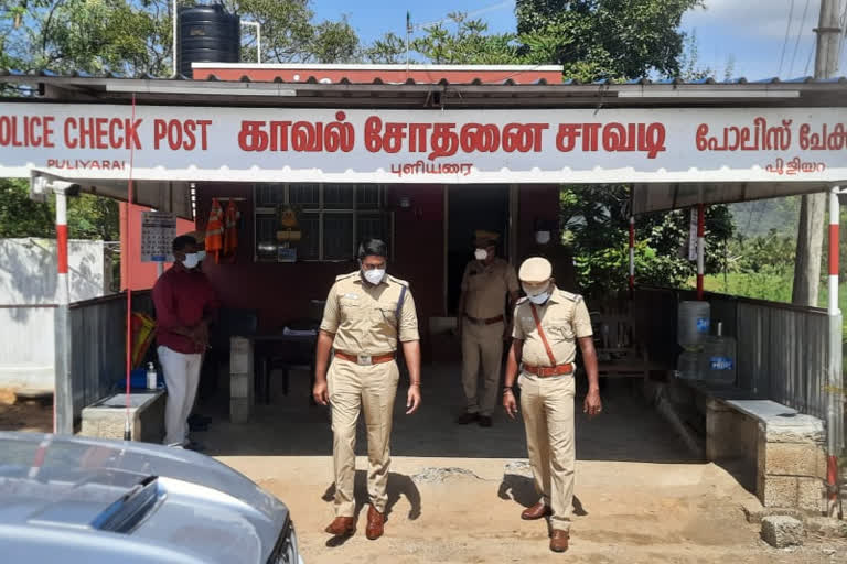 puliyar check post  tenkasi sp  tenkasi sp checked puliyar check post  tenkasi sp inspection  புளியரை காவல் நிலையம்  தென்காசி மாவட்ட காவல் கண்காணிப்பாளர்  தமிழக-கேரள எல்லையில் எஸ்பி ஆய்வு  தமிழக-கேரள எல்லையில் அமைந்துள்ள சோதனைச் சாவடியை எஸ்பி ஆய்வு  தமிழக-கேரள எல்லை