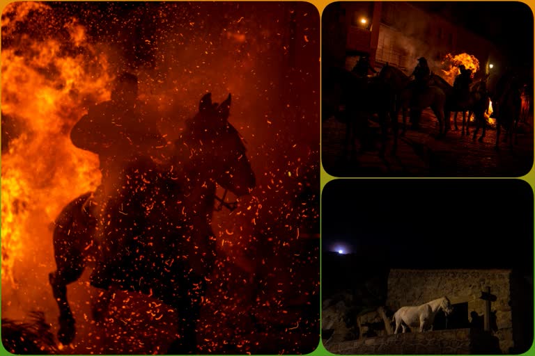 Horses ride through flames in Spanish festival