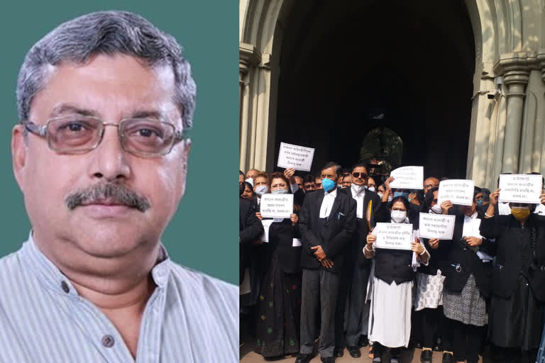 tmc lawyers agitation against kalyan banerjee at calcutta high court