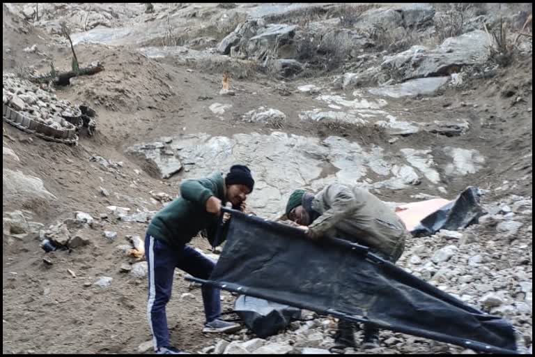 JCB fell in ditch near Pangi