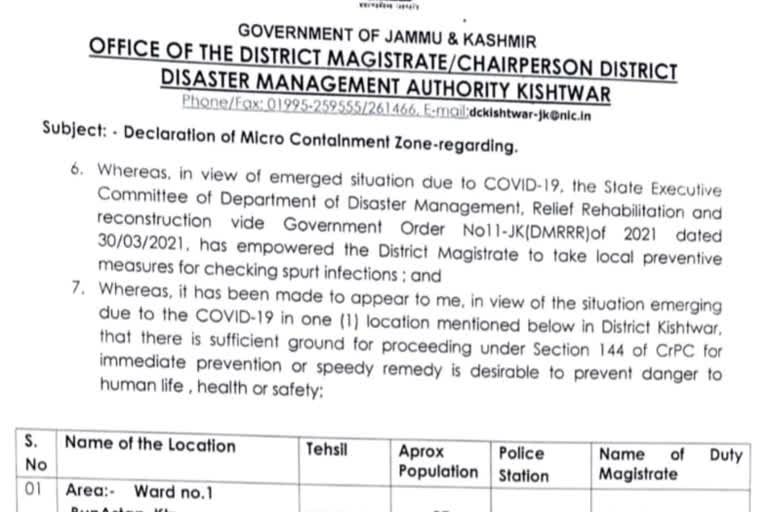 Kishtwar Micro Containment Zone