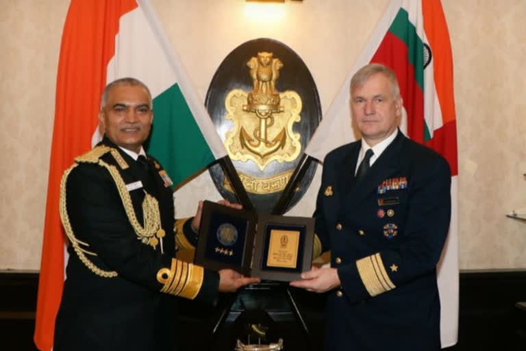 Vice Admiral Kay-Achim Schnbach, Chief of German Navy, called on Admiral R Hari Kumar at New Delhi and discussed avenues to strengthen Navy to Navy cooperation and enhance interoperability