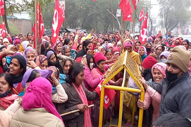 anganwadi-worker-protest-in-kaithal