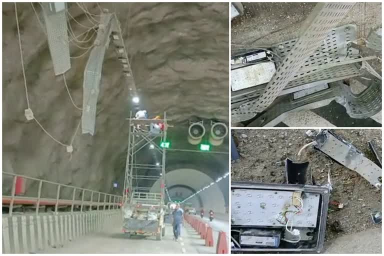 Kuthiran Tunnel Opens  Lights in Kuthiran Tunnel Smashed  Torus Lorry Accident Kuthiran  Tipper Lorry Accident  Kuthiran Tunnel Accident Thrissur  കുതിരാന്‍ തുരങ്കത്തിലെ ലൈറ്റുകള്‍ തകര്‍ത്തു  കുതിരാന്‍ തുരങ്കം അപകടം  ടോറസ്‌ ലോറി ഇടിച്ചു കയറ്റി അപകടം  തൃശൂര്‍ കുതിരാന്‍ തുരങ്കം അപകടം  തൃശൂര്‍ വാര്‍ത്തകള്‍  Thrissur Latest News