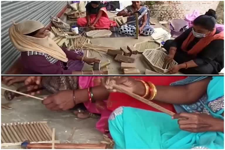 Women of Dhamtari engaged in bringing bamboo art to life