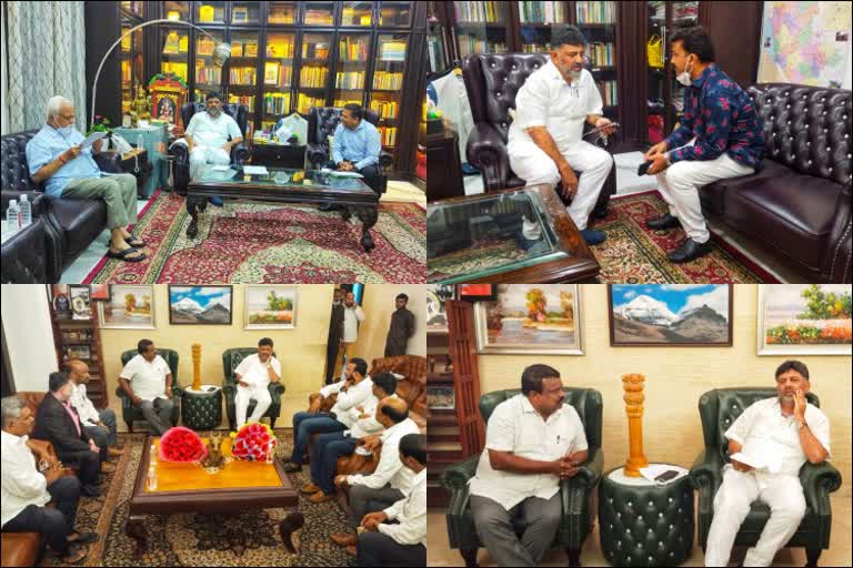 DK Shivakumar meeting with congress leaders at his residence