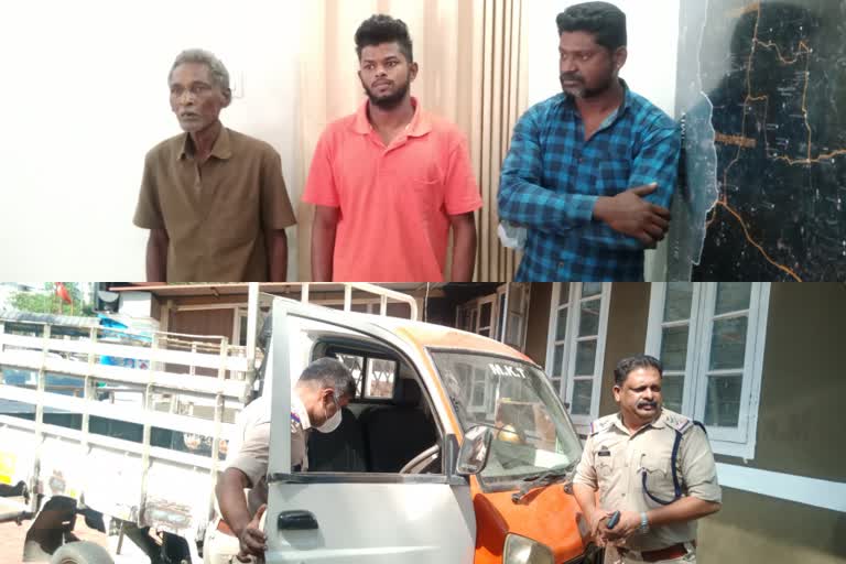 Three arrested for stealing vehicle parked at workshop in Palakkad  pickup van Robbery Pathirippala  പിക്ക് അപ്പ് വാൻ മോഷണം പത്തിരിപ്പാല  പാലക്കാട് വർക്‌ഷോപ്പിൽ നിർത്തിയിട്ട വാഹനം മോഷ്‌ടിച്ച മൂന്നുപേർ അറസ്റ്റിൽ  പാലക്കാട് വർക്‌ഷോപ്പ് വാഹനം മോഷണം