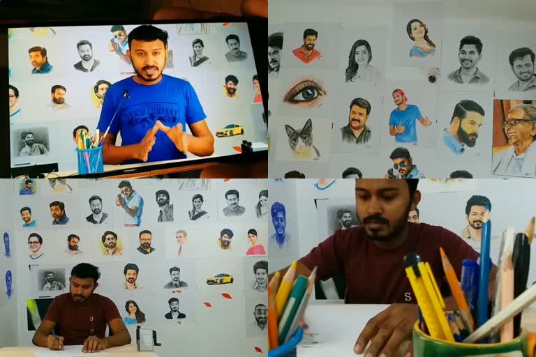 Siraj chengottukavu artist draws photos  Siraj chengottukavu artist  സിറാജ് ചെങ്ങോട്ടുകാവ് ചിത്രരചന  കലാകാരൻ സിറാജ് ചെങ്ങോട്ടുകാവ്