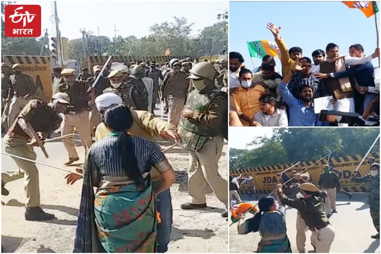 Police Lathicharge on Rajasthan BJP Workers