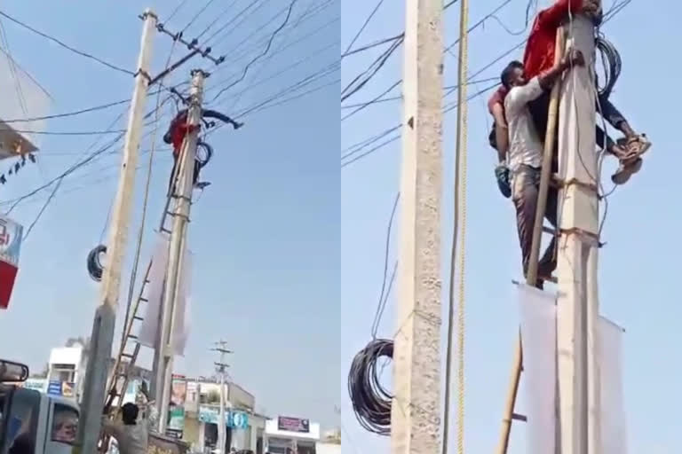 Faint on Electric Pole