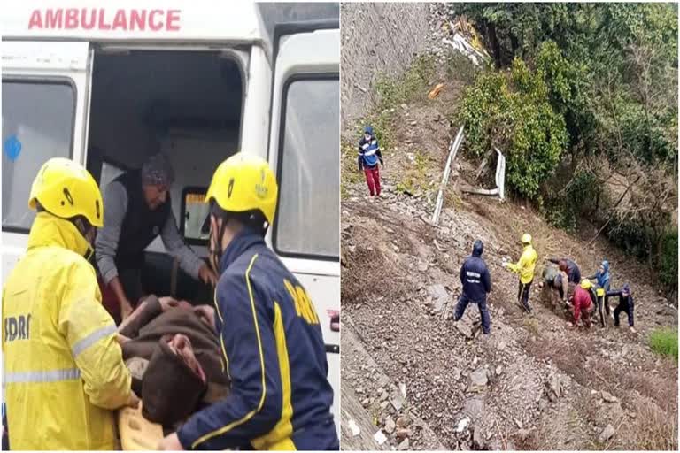 Truck fell into a deep gorge