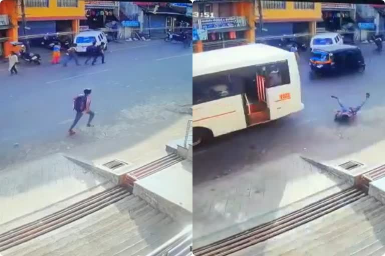 Student who ran towards moving bus at shimogga