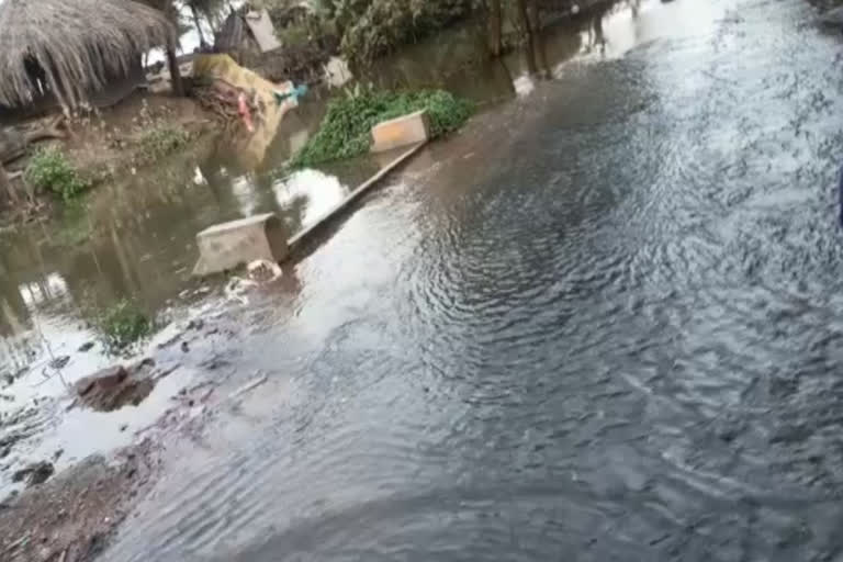 canal overflowing at razole