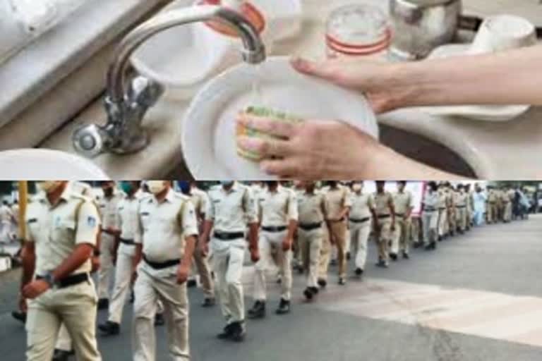 Indore Police lesson to miscreants get dirty utensils cleaned