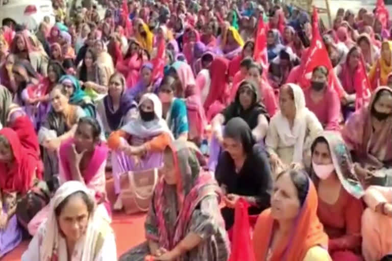 Aanganwadi worker Protest in karnal