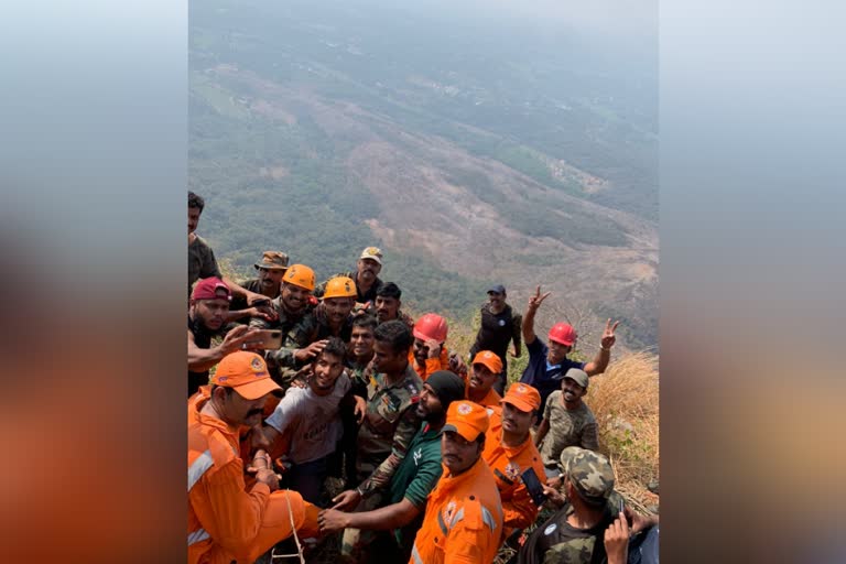 Babu with rescue team Malampuzha mountain in Palakkad Kerala