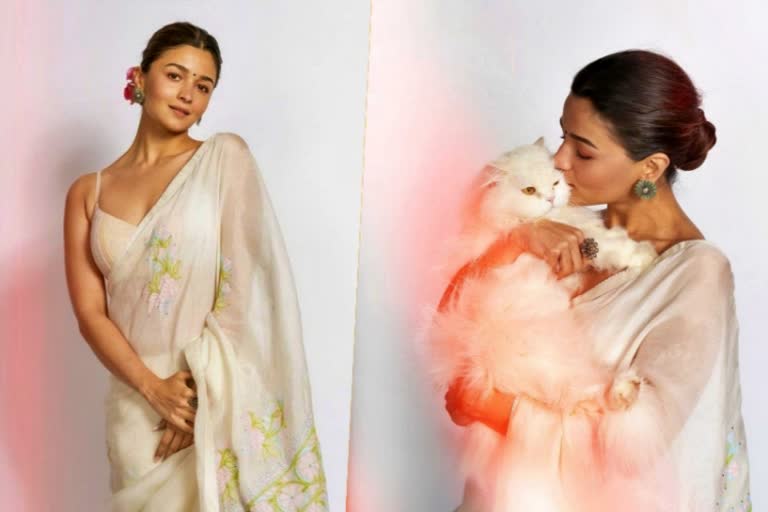 Alia Bhatt looks resplendent in this white floral saree