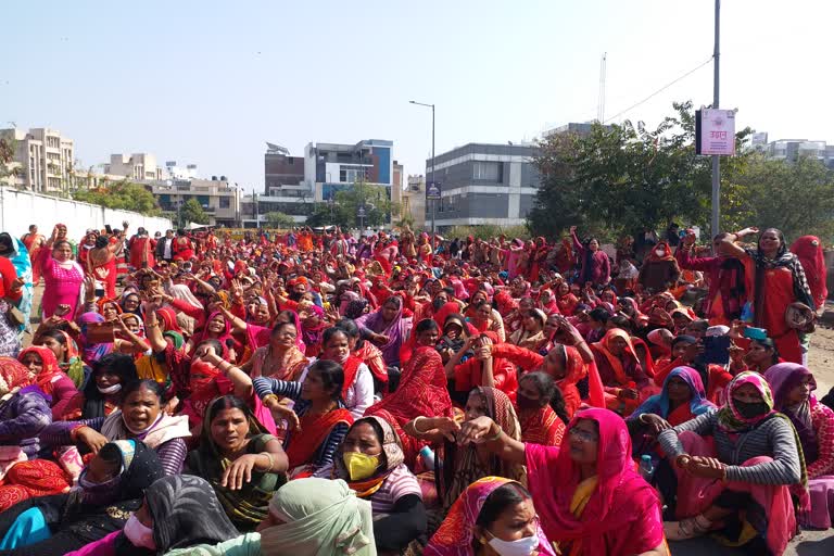 Anganwadi workers protest in Jaipur