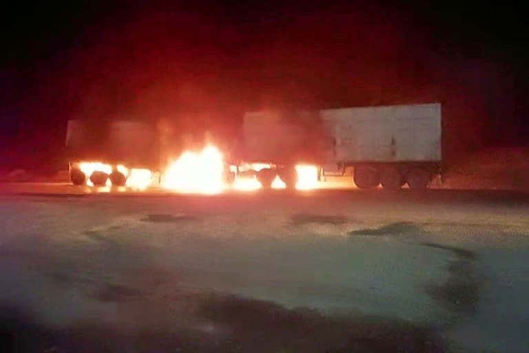 Two truck drivers burnt alive