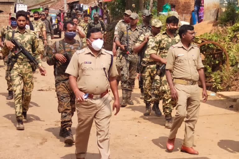 Panchayat Polls:  Police & IRB Jawans Stage Flag March In  Kotia