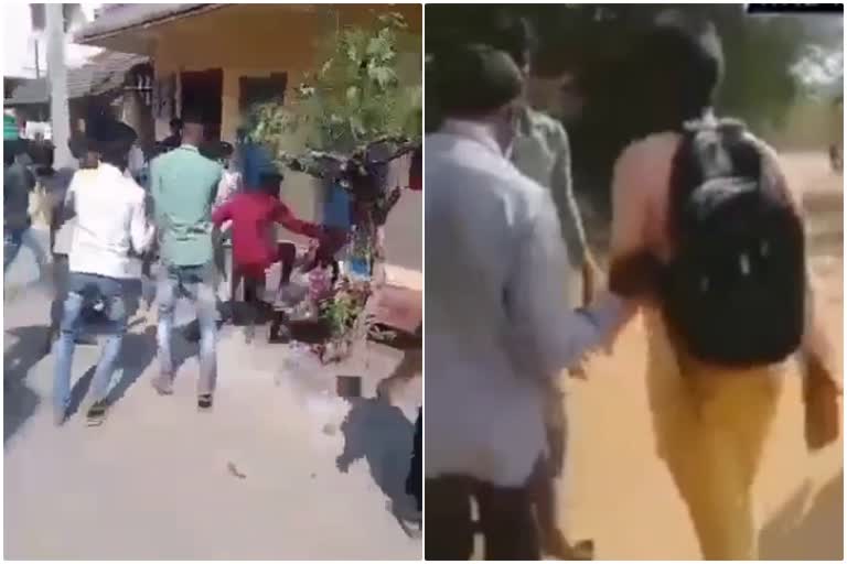 hijab saffron shawl supporter fight video viral in davanagere