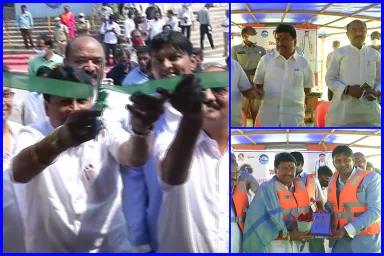 Boating point at krishna river launched by minister vellampally srinivas