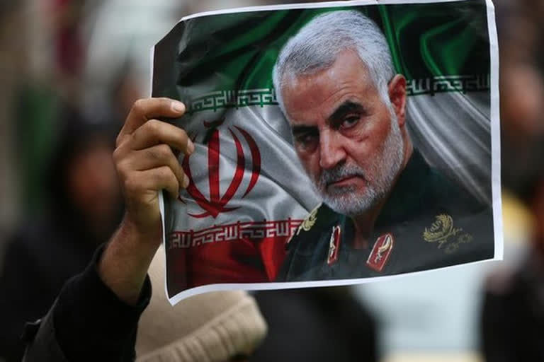 A military official on Tuesday apologized to the people in the Magam town in central Kashmir's Budgam district after a fierce protest broke out against the desecration of the portrait of the slain Iranian military commander Qasim Soleimani.