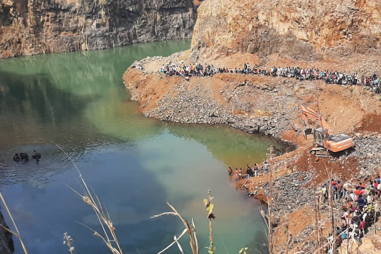 Highway fell in stone quarry in Dumka