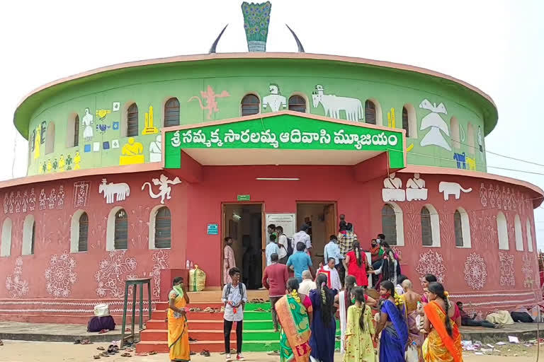 Devotees visiting medaram Tribal museum in huge number