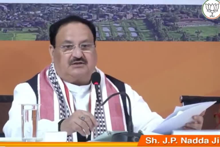 jp nadda in manipur releasing manifesto