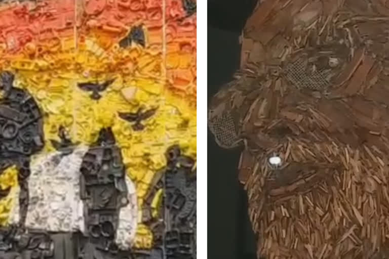 Indore artist hits claim to fame moment with rare PM Modi Dandi March portraits using waste material