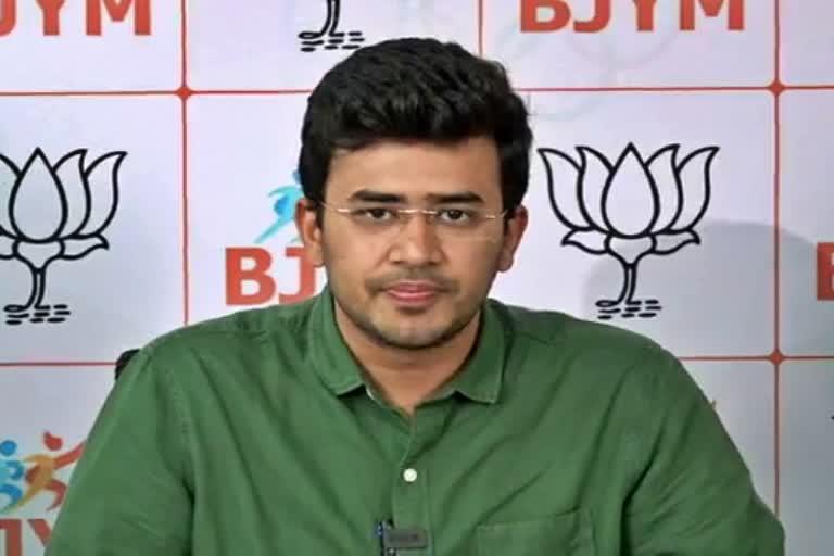 MP Tejasvi Surya reaction about congress protest