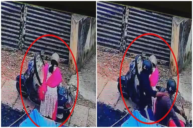 chain snatching Thiruvananthapuram  Thiruvananthapuram crime news  thiruvananthapuram museum police  chain snatching cctv video  പട്ടാപകല്‍ മാല പൊട്ടിക്കാന്‍ ശ്രമം  മോലപൊട്ടിക്കുന്ന സിസിടിവി ദൃശ്യങ്ങള്‍  തിരുവനന്തപുരം മ്യൂസിയം പൊലീസ്