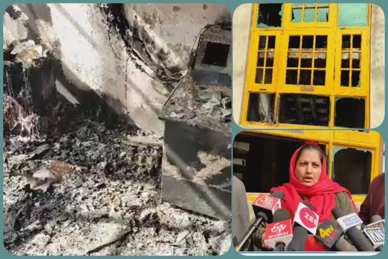 bjp-mahila-morcha-presidents-house-burn-by-miscreate-in-bandipora