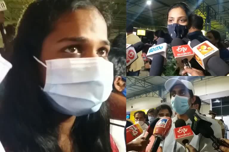 Ukraine evacuation  19 Malayali students from Ukraine arrived today  19 Malayali students stranded in Ukraine arrived  students from Ukraine arrived at the Thiruvananthapuram airport  യുക്രൈനിൽ നിന്ന് 19 മലയാളി വിദ്യാർഥികൾ തിരിച്ചെത്തി  യുക്രൈൻ ഒഴിപ്പിക്കൽ  യുക്രെയ്ൻ വിദ്യാർഥികൾ തിരുവനന്തപുരം വിമാനത്താവളത്തിൽ എത്തി  മലയാളി വിദ്യാർഥികൾ യുക്രൈനിൽ നിന്നെത്തി  റഷ്യ ഉക്രൈൻ യുദ്ധം  റഷ്യ ഉക്രെയ്ൻ ആക്രമണം  Russia attack Ukraine  Russia Ukraine War  Russia Ukraine News  Russia Ukraine Crisis News  Russia-ukraine conflict